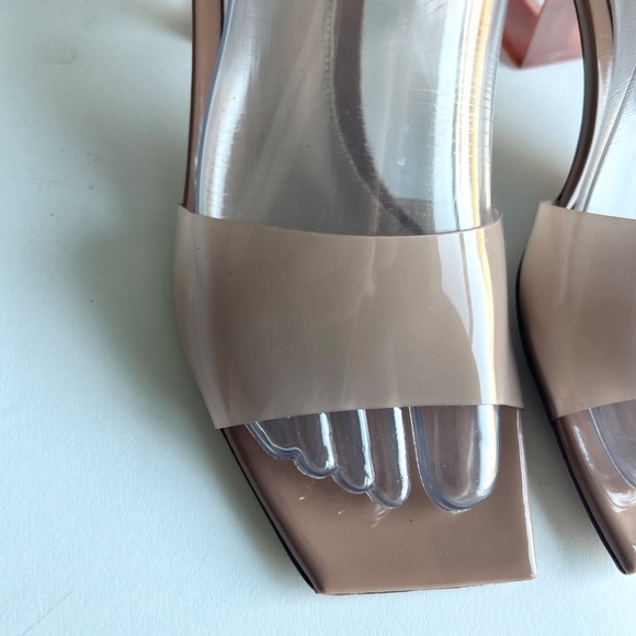 Gianvito Rossi Cream Jelly Plastic Square Toe Heeled Sandals size EUR 37.5, US 7 - Picture 5 of 14